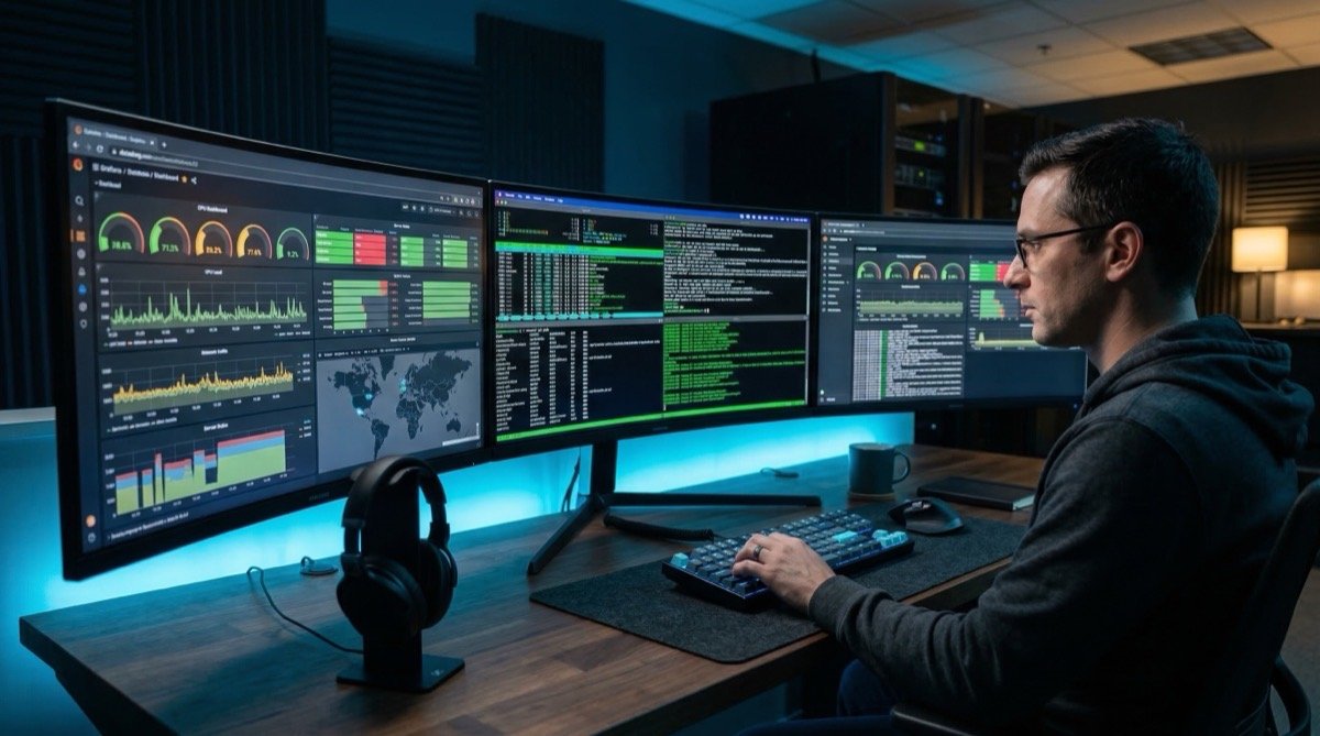 Digital strategy war room with analytics dashboards